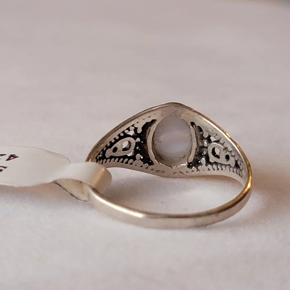 Blue Lace Agate Sterling Silver Class Ring Signed Size 9